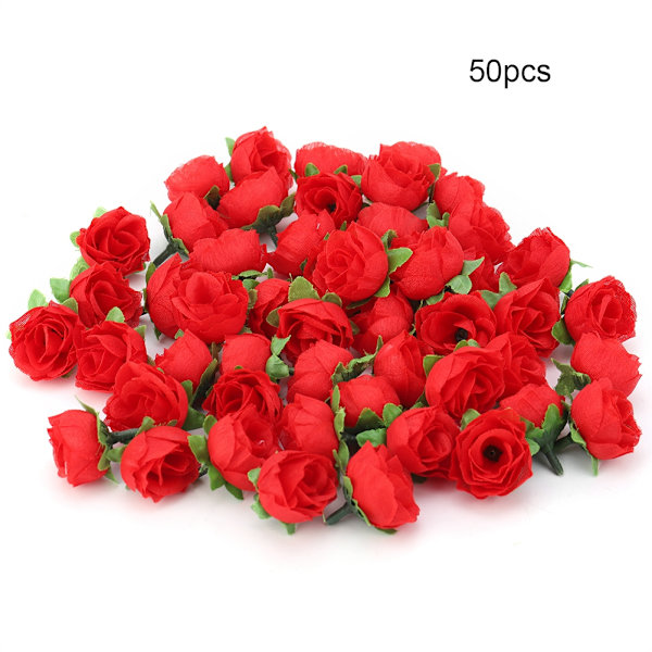 50 stk kunstige rayon peonhoder blomster små ball krysantem små nellikblomster rød