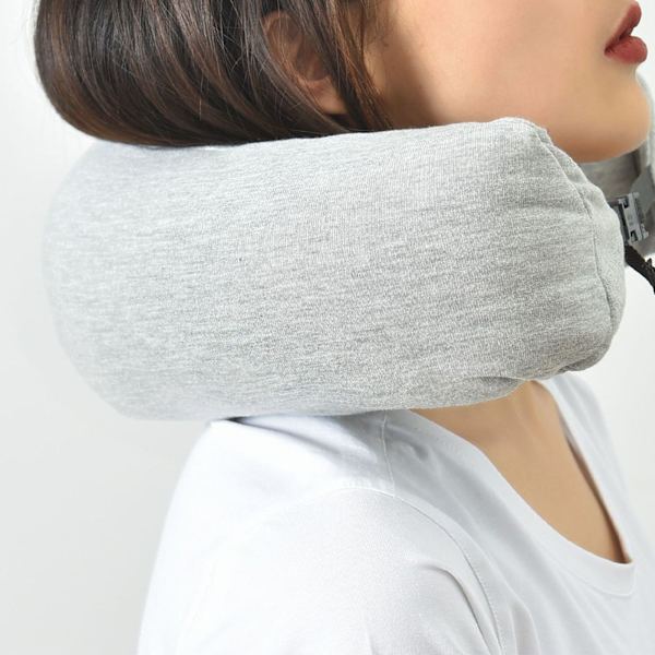 Hoodie Resepåse Huva Nackkudde Justerbar Ergonomisk Resenackkudde för Flygplan Flygplansstol Huvudstöd Sömn U Typ Ljusgrå
