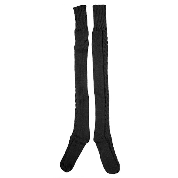 Kabelstrikk Varm Ben Tube Warmers Strømper Vinter Ben Tube Lår Høy Boot Socks svart