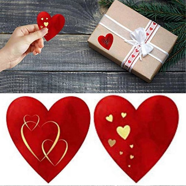 500 stk. Hjerte Klistremerke Selvklebende Avtakbar God Valentinsdag Gaveeske Emballasje Etikett Klistremerke Hjemmeinnredning