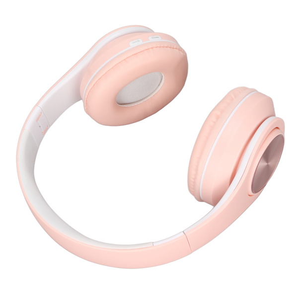 Bluetooth-kuulokkeet, melunvaimennus, taitettavat, langattomat, korvan päälle, värikkäillä valoilla, puhelimeen, kannettavaan, vaaleanpunainen