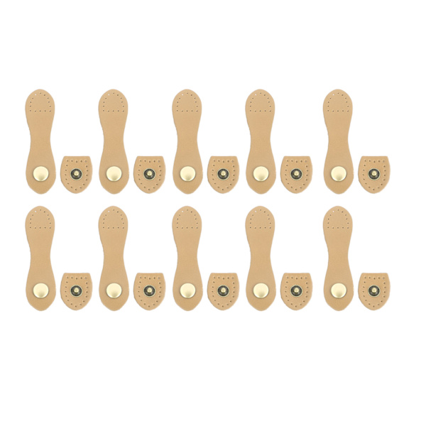 10 set sy på läder snäppspänne DIY handgjord mjuk äkta läder plånbok flik stängningar för hantverksväskor beige