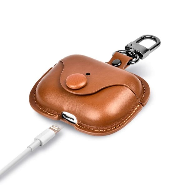 Lærveske for AirPods 3 Beskyttende lærveske Støtsikkert deksel for Apple AirPod 1 og Airpod 2 Veske og etui for ørepropper (synlig LED-indikator)