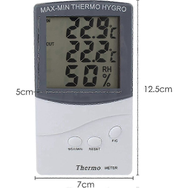 Bærbar LCD-skærm til væg/bord, indendørs/udendørs termometer hygrometer