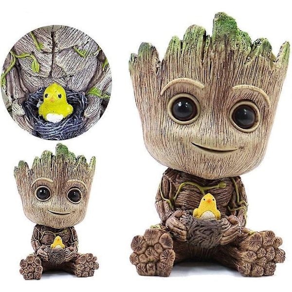 2025 Lämplig Planteringskruka, Baby Groot Fågelbo-Modell Suckulent Planteringskruka Söt Grön Växtkruka Groot Blomkruka