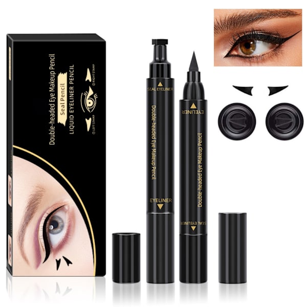 Kaksipuolinen vasen ja oikea nestemäinen eyeliner-kynä, vedenpitävä ja tahraamaton eyeliner, loistava lahja ystäville