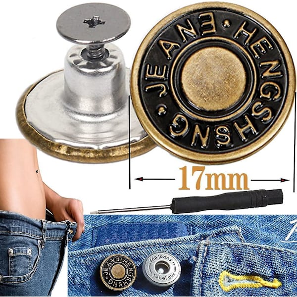 Justerbara tryckknappar för jeans - Set om 20 (17mm)