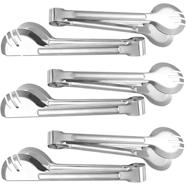 6 Stykker 23 cm Serveringstenger i Rustfritt Stål, Appetittbuffet Matserveringstenger Gaffeltenger, For Servering, Matlaging, Salat, Grillmat, Kake, Brød