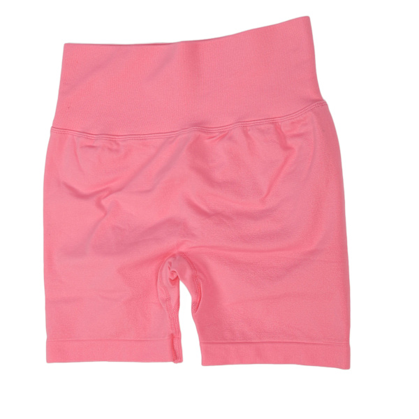 Hög midja Höftlyft Yoga Shorts Dam Mjuk Andas Magkontroll Atletisk Löpning Workout Shorts Rosa L