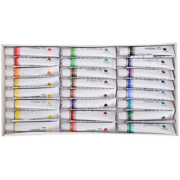 24Pcs Watercolor Paint Set 12ml Professional Aluminum Tube Paintbrush School Art Supplies