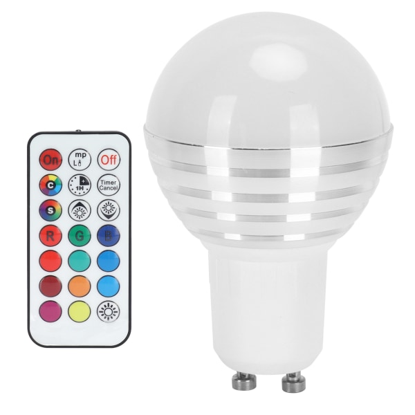 RGB-glödlampa 3W GU10 färgskiftande kullampa med fjärrkontroll KTV-dekoration 85-265V