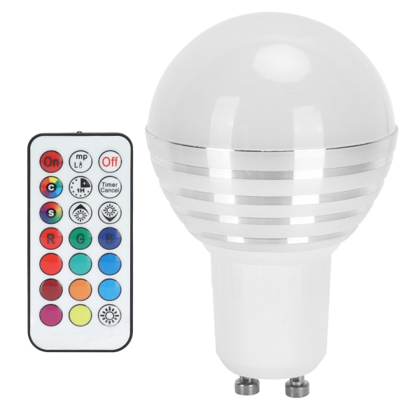 RGB lyspære 3W GU10 fargeskiftende kulelampe med fjernkontroll KTV dekorasjon 85-265V