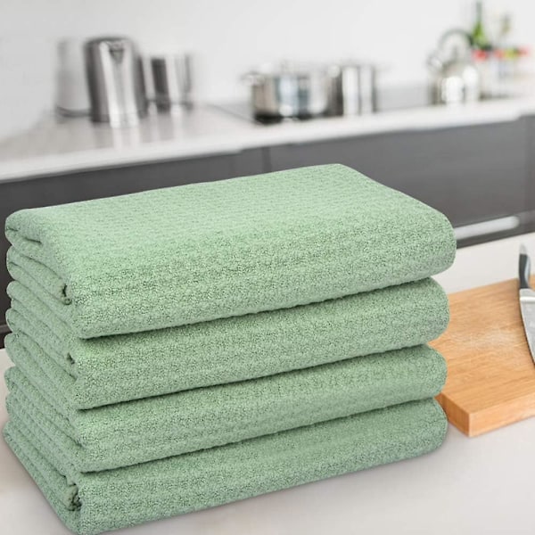 Mikrokuituiset keittiöpyyhkeet, Premium-laadukkaat astiapyyhkeet, Keittiöpyyhe, Siivousliinat, Pehmeät imukykyiset nukkaamattomat, 4 kpl, 85x35cm, Vihreä