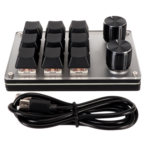 Rød Switch Makro Keyboard Plug and Play Ergonomisk tilpassede knotter USB Mini-tastatur for stasjonær PC 9 taster 2 knotter