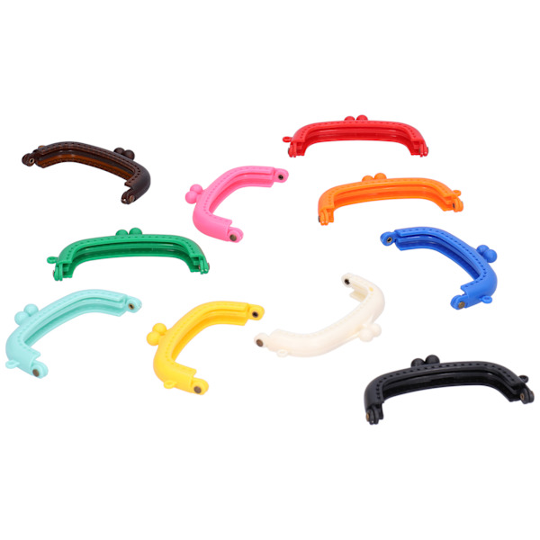 10 stk. pungramme i halvcirkelform i slikfarvet buet plast til DIY-tasker, 8,5 cm