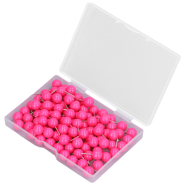 100 st Tryckstift Kartstickor Stål Plast Dekorativa märkningsstift för korkbrädor 9,5x20 mm Rose Red