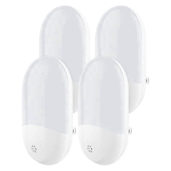 Automatisk Plug-and-Play Natlampe til Børn med Tusmørkesensor, Energibesparende 0,7W Natlampe til Stikkontakt til Børneværelse, Stue, Garage, Varm Hvid