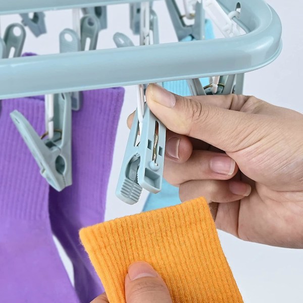 32-pinners sammenleggbar hengende sokk og undertøys tørkestativ med vindtett design