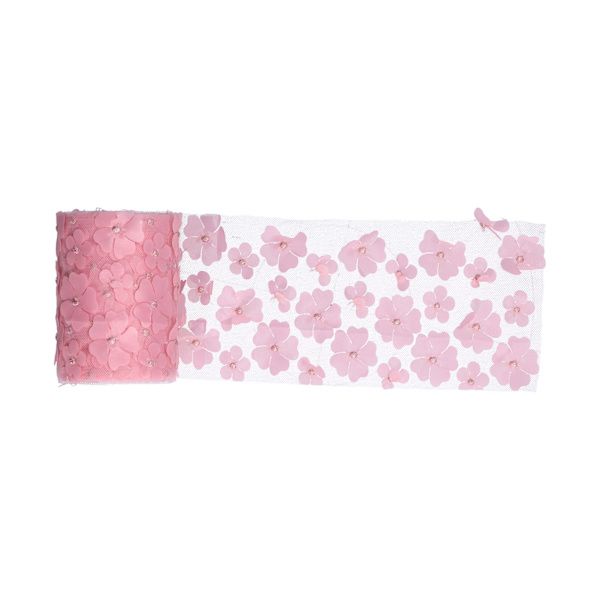 Blommor Tulle Rullar 10cm 10yd Premium Polyester Flexibel Bred Applikation Utsökt Glittrande Tulle RullarRosa