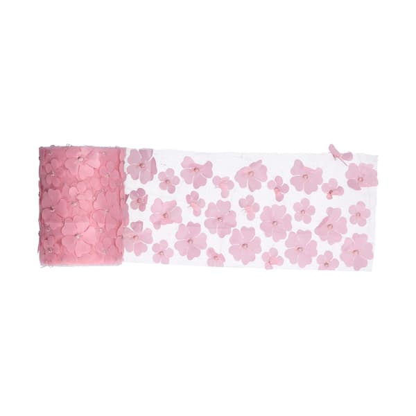 Blomster Tyllruller 10cm 10yd Premium Polyester Fleksibel Bred Anvendelse Utsøkt Glitrende Tyllruller Rosa