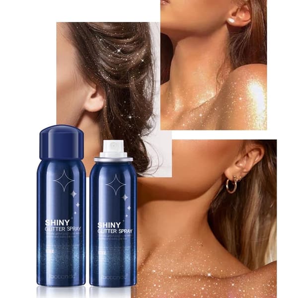 Glittrande Glitterspray 60ml Silver Glitterspray för Kvinnor Glitterpulver Sminkspray Hår- och Kroppsglitterspray