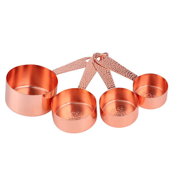 4PCS Rose Gold Stainless Steel Measuring Cups Coffee Spoon with Scale Baking Cooking Kitchen Tools Set