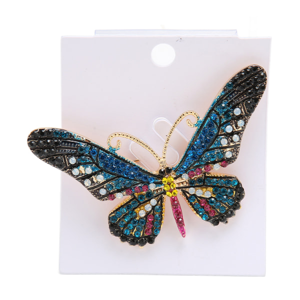 Fjärilar Brosch Nål Legering Färgglad Strasskrage Nål Smycken för kappa Tröja Dekoration Blå