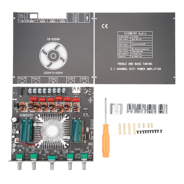 XY S350H 220Wx2 350W 2.1-kanals Bluetooth-förstärkarkort med stöd för anpassat Bluetooth-namn DC 18V‑38V Bluetooth-högtalarljudförstärkarmodul