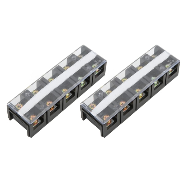 2 stk terminalblokk doble rader 60A 600V kompakt terminalblokksperre med PC-skall for strømfordelingssystem 5 posisjoner（605）