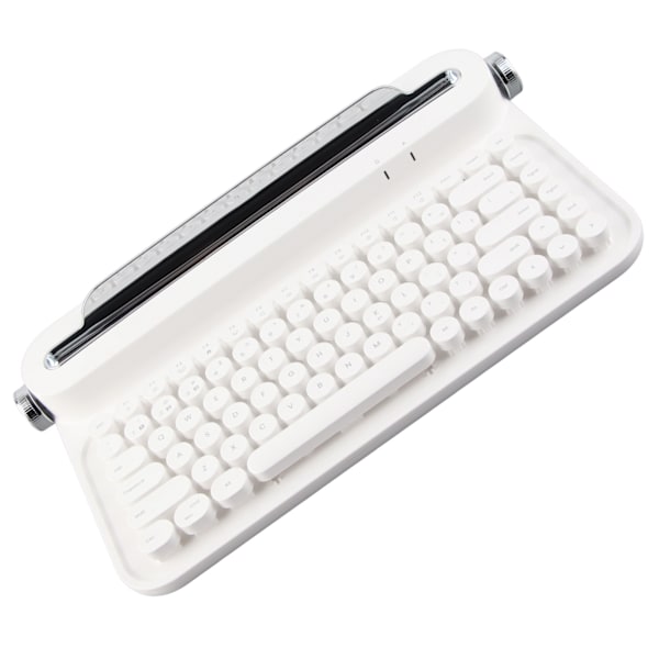 Vintage Bluetooth-näppäimistö 86 näppäintä Kannettava langaton näppäimistö Integroidulla telineellä Windowsille Androidille IOS:lle Valkoinen