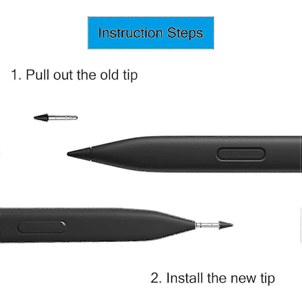 Ersättningsspets/nib för Microsoft Surface Slim Pen 2 - 1 st, Svart - Slim Pen 2 Ersättningsspets/nib Zekai