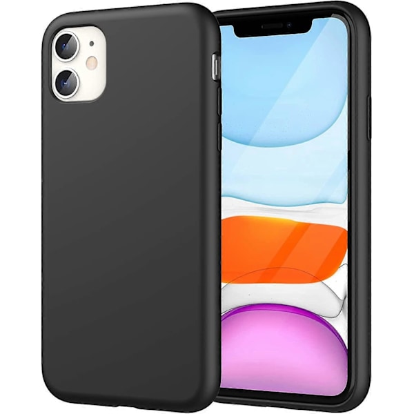 Silikone Etui til iPhone 11 6.1-Tommer, Silkeblødt Full-Body Beskyttelsesetui, Stødsikkert cover med Mikrofiberforing (Sort)