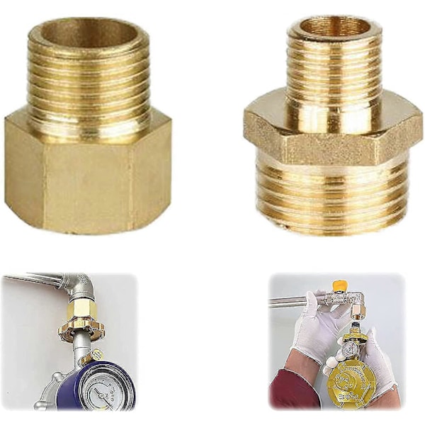 Gassadapter 1/2 til 1/4, 3/4 Tilkoblingsfitting for Gasskomfyrer, Campingkomfyrer, Kobber Gassslangeadapter