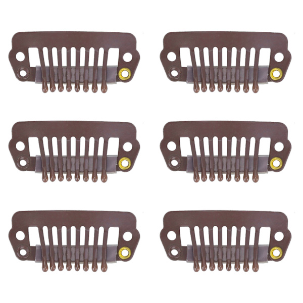 50 stk 8 tips 8 tenner snapp kam parykk klips rustfritt stål snap klips med gummi hårgrep for hårforlengelse parykker brun