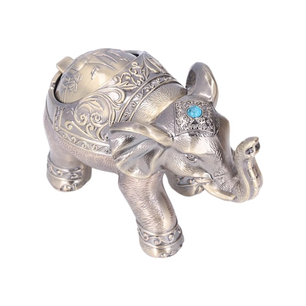 Cigarraskfat Vintage Elefant Vindtät Präglad Design Hållbar Metall Halkskydd Stabil Exquisit Elefant Askfat
