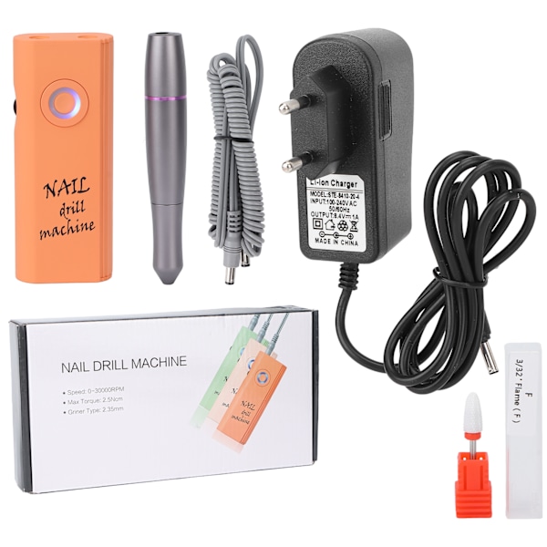 Nail Drill Machine Multifunction Nail Drill Set for Men Women and Children 100‑240V OrangeEU Plug