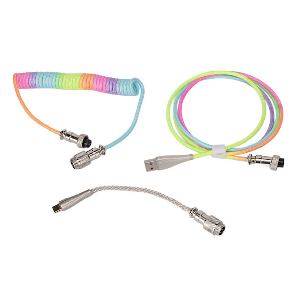 Pelinäppäimistön kaapelin gradienttivärinen RGB-valaisin räätälöity mekaaninen näppäimistö sisäänvedettävä USB C -kierrejousikaapeli, tyyppi 3