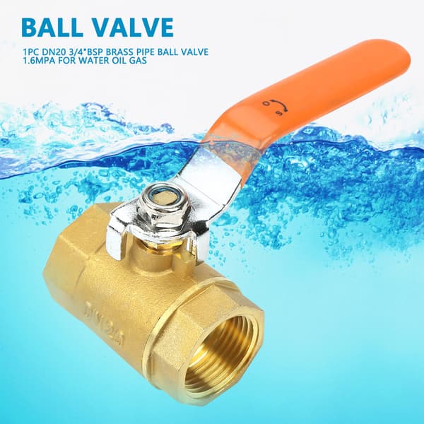 1 stk. DN20 3/4\"BSP Messing Rør Kuglehane 1.6MPa til Vand Olie Gas