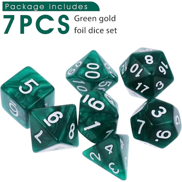 7-delt DND Terningesæt til Dungeons & Dragons, Lilla Nebula Multi-sided Terninger RPG Rollespil Bordspil (Mørkegrøn)