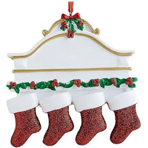 Julstrumpsocka, Julgranshängande Strumpor Familjegrupper Gör-det-själv Hängande Prydnad Dekoration 4 Strumpor Juldekor vit 1 st