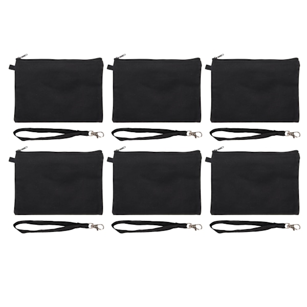 10 STK lerrets kosmetikkveske med svart snor Bærbar Blank Blank DIY Craft Bag for Reise Makeup Bag Svart