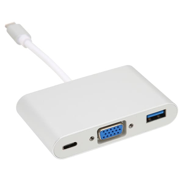 Type C til VGA+USB3.0+PD HUB aluminiumslegering 3 i 1 adapter til mus tastatur U-disk