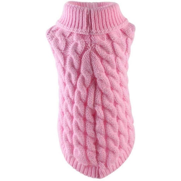 Hundetrøje Varm kæledyrsfrakke Strikket uld Vintertrøje til små og mellemstore hunde (Pink, Xl)
