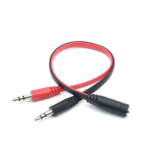 3,5 mm hunn til dobbel hann hodetelefonmikrofon lyd Y-splitter AUX-kabel