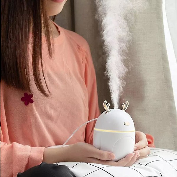 Mini luftfuktare, tyst atomisering, luftfuktning för skrivbord, aromaterapi, med USB-laddningsport.