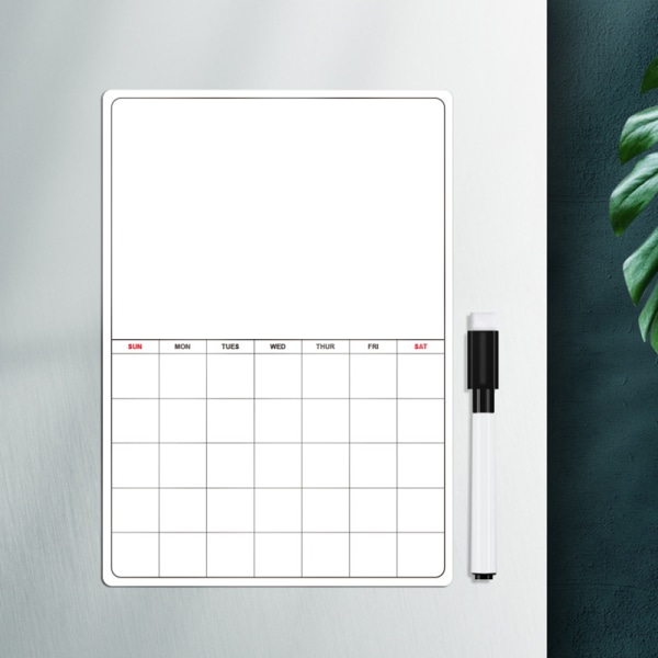 Magnetisk kylskåpskalender torr radera whiteboard planer magnetisk anteckningsblock för kylskåp