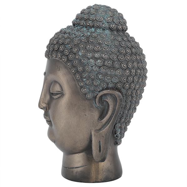 Harpiks Buddha Hoved Statue Figur Ornament Buddhistisk Forsyning Hjem Bordplade Stue Udsmykning