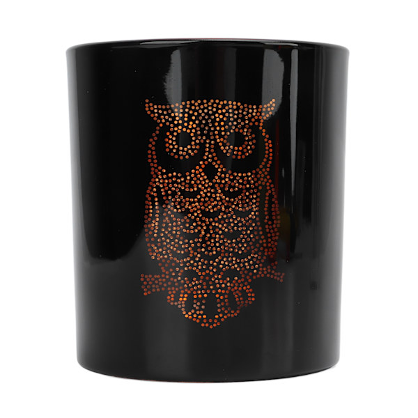 Glasvotivljusstake Natt Uggla Hållbar Luktfri Svart Glas Romantisk Tealight Ljusstake för Hemmakontor Bar