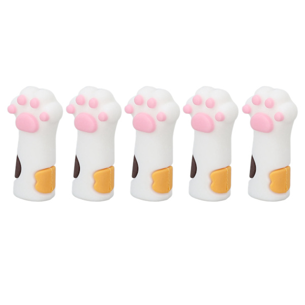 5 stk. Cuticle Saks Cover Protector Cat Pote Form Silikone Cuticle Trimmer Beskyttende ærme til negle og tånegle Hvid