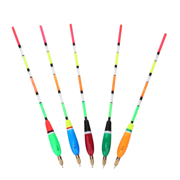 5kpl Monivärinen Balsa-puukalastus kelluva Bobber Bite Indicator -kalastusvälineet (3+2g)